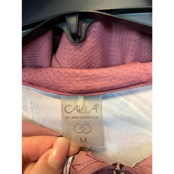 CALIA Anywhere Printed Woven Pullover Hoodie Floral Windbreaker Cinched Waist M - Picture 3 of 8